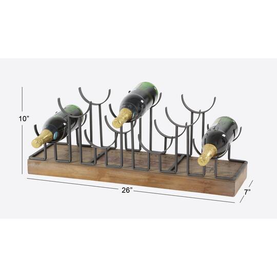 26" Brown Metal Industrial Wine Holder